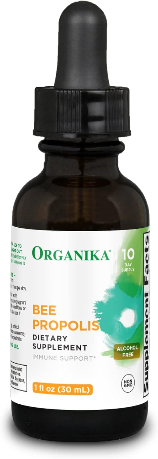 Organika Bee Propolis Tincture 1 oz Vegan Propolis Extract  Throat and Breathing  Free of Gluten GMO  Artificial Flavors  10 Day Prop Drops Supply - Image 1