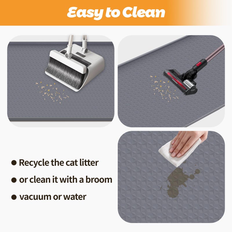 Bartuke Cat Litter Mat, Extra Large 51" x 25.6" Silicone Mat Litter Trapping Mat for Scatter Control, Soft on Kitty Paws, Easy to Clean (Dark Grey) - Image 5