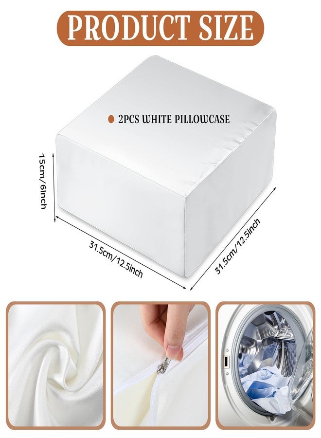 Breling 2 Pcs 12 x12 x5.5 Satin Pillowcase for Cube Shape Silky Pillow Cover with Hidden Zip Smooth Pillow Cases Bulk Cover with Zipper, Only Pillowcase - Image 2
