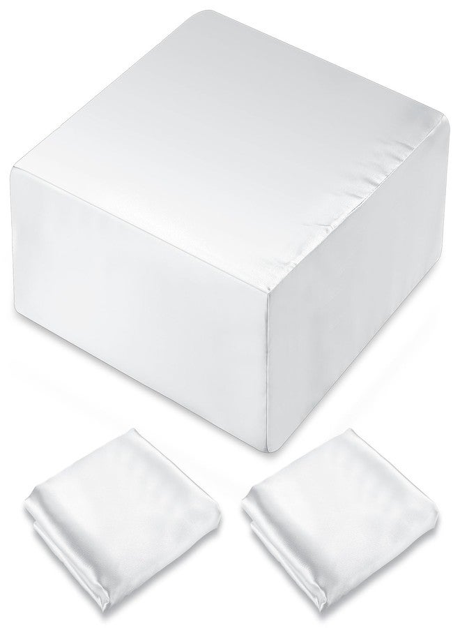 Breling 2 Pcs 12 x12 x5.5 Satin Pillowcase for Cube Shape Silky Pillow Cover with Hidden Zip Smooth Pillow Cases Bulk Cover with Zipper, Only Pillowcase - Image 1