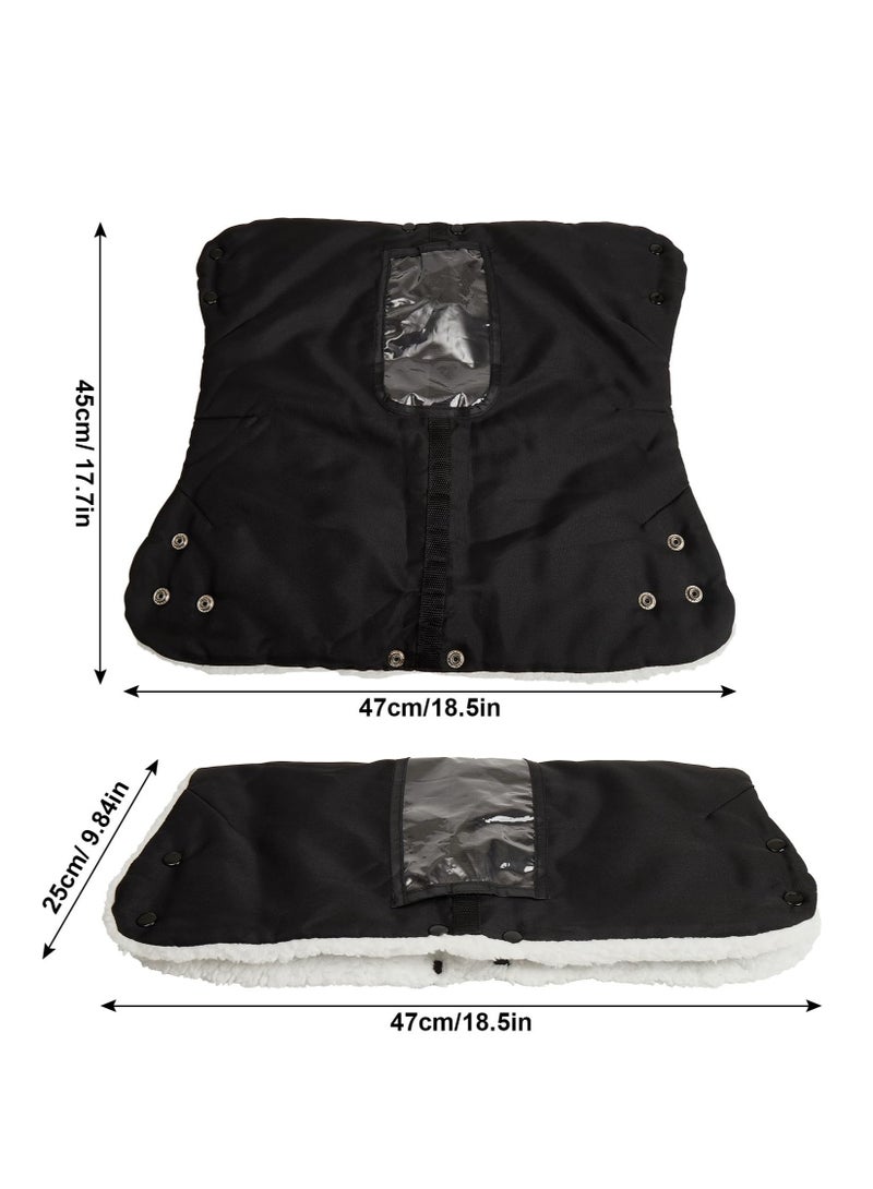 Excefore Stroller Hand Gloves, Baby Stroller Gloves Gloves Thick Antifreeze Mittens Hand Warmer, Universal Warm Winter Gloves Water Repellent Pram Hand Gloveswith Touch Screen Phone Bag For Cold Weather, Black - Image 3