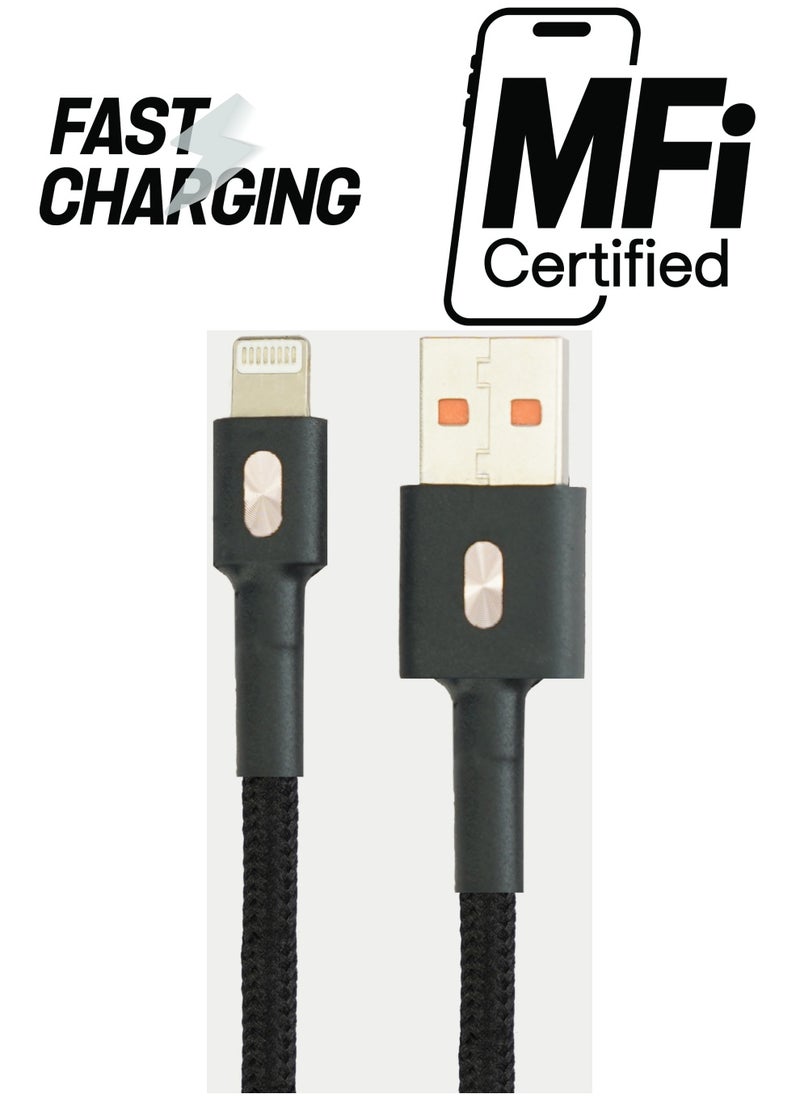 JBQ - 3 Meter 3A Output Data Cable For Quick Charge USB A to Lightning - Image 1