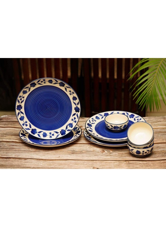 Yourowndcor Floral Ceramic Plates for Dinner with Katoris (8 Pieces, 4 Bowl & 4 Plates, Dishwasher & Microwave Safe) -Dinner Sets Ceramic Bowls Set Dinnerware Sets - Image 1