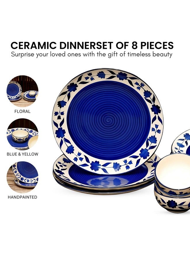 Yourowndcor Floral Ceramic Plates for Dinner with Katoris (8 Pieces, 4 Bowl & 4 Plates, Dishwasher & Microwave Safe) -Dinner Sets Ceramic Bowls Set Dinnerware Sets - Image 4