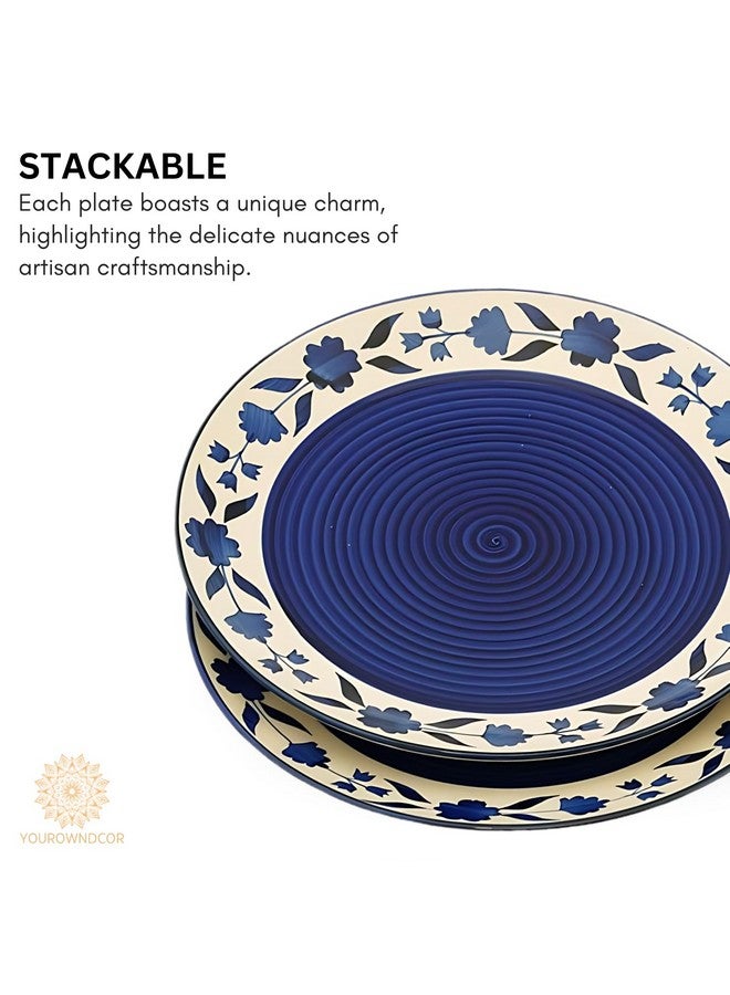 Yourowndcor Floral Ceramic Plates for Dinner with Katoris (8 Pieces, 4 Bowl & 4 Plates, Dishwasher & Microwave Safe) -Dinner Sets Ceramic Bowls Set Dinnerware Sets - Image 5