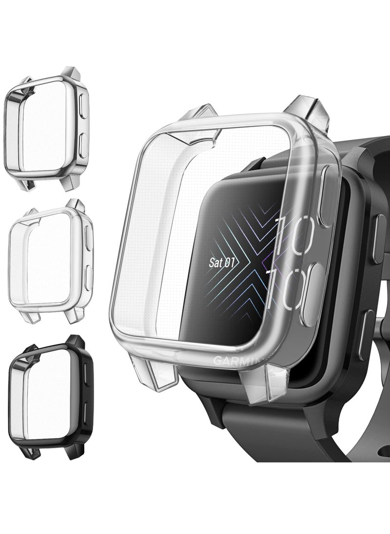 Excefore - 3 Packs 3 Color Screen Protector Case Compatible with Garmin Venu Sq 2, Sq 2 Music, Venu Sq, Venu Sq Music, Full Coverage Soft TPU Case Protective Screen Cover Bumper Frame - Image 1