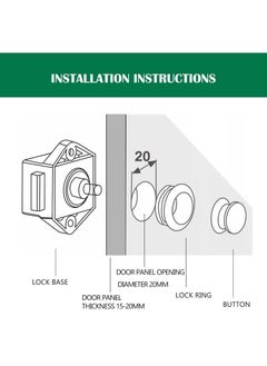 SYOSI Keyless Push Cabinet Locks, 10 Packs Push Button Cabinet Knobs Keyless Push Button, Metal Push Button Cabinet Door Latch for RV Yachts Motorhome Camper Caravan  - Image 4