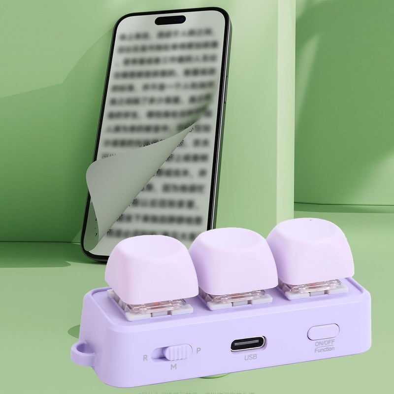 3 لوحة مفاتيح رئيسية، تصميم مريح RGB إضاءة خلفية ماكرو مقلب الصفحات ميكانيكي، USB بلوتوث قابل للبرمجة مفتاح عالي المظهر للألعاب المكتب الموسيقى الوسائط - Image 2
