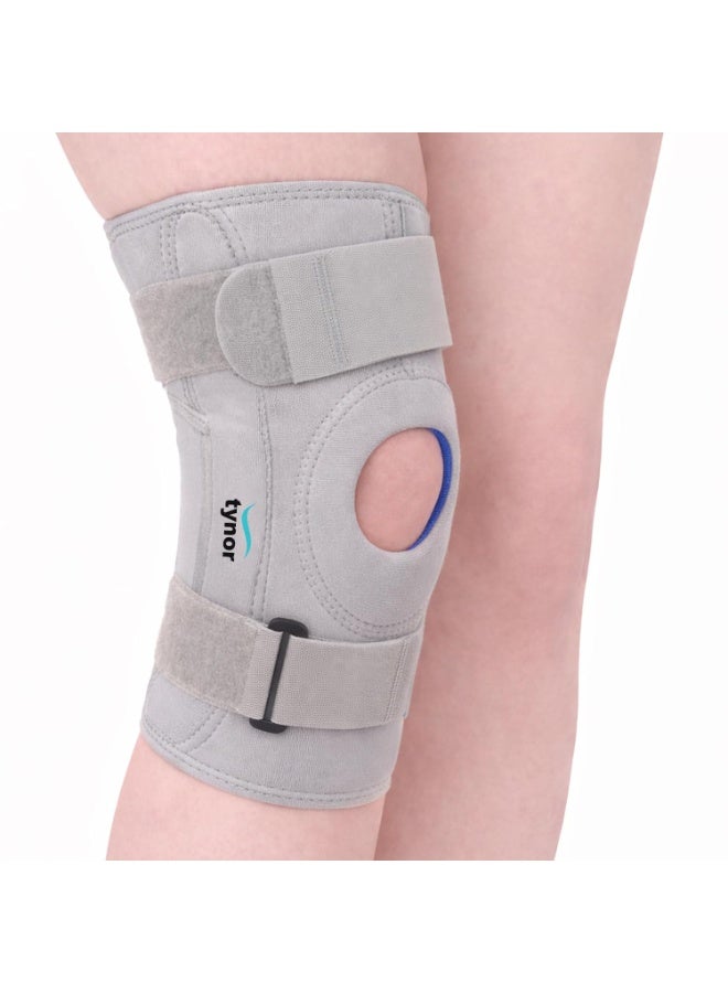 Tynor Knee Support Hinged (Neoprene), for Joint Stability & Pain Relief | for Sports, Gym Supports Injury Recovery | Durable & Comfortable, For Men & Women | 1 Unit (Grey, Large) - Image 1