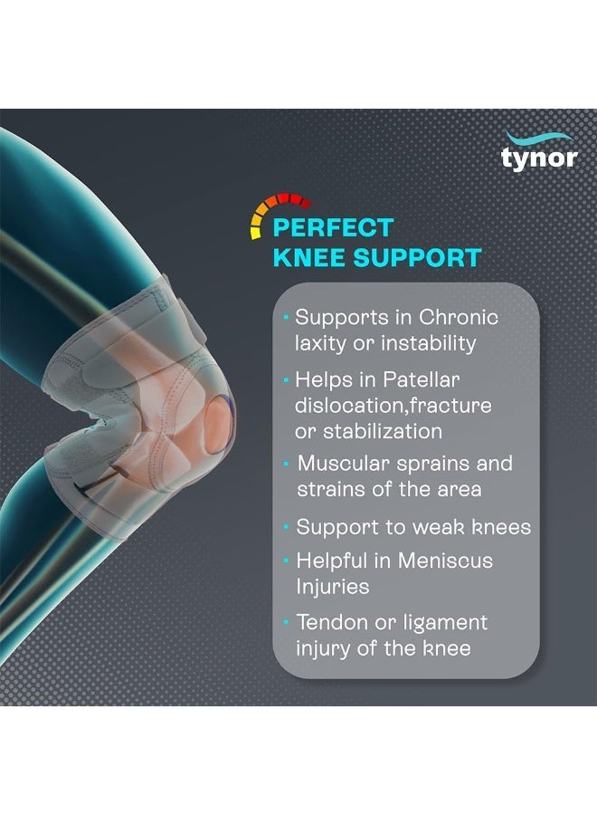 Tynor Knee Support Hinged (Neoprene), for Joint Stability & Pain Relief | for Sports, Gym Supports Injury Recovery | Durable & Comfortable, For Men & Women | 1 Unit (Grey, Large) - Image 2