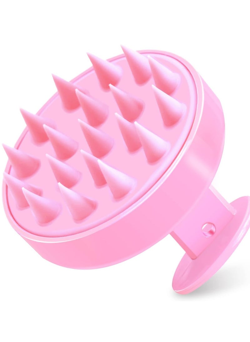 HASANAT ESSENTIALS Hair Scalp Massager & Shampoo Brush Combo Silicone Hair Massager & Scalp Brush - Pink Pink Hair Scalp Massage Brush & Shampoo Massager - Image 1