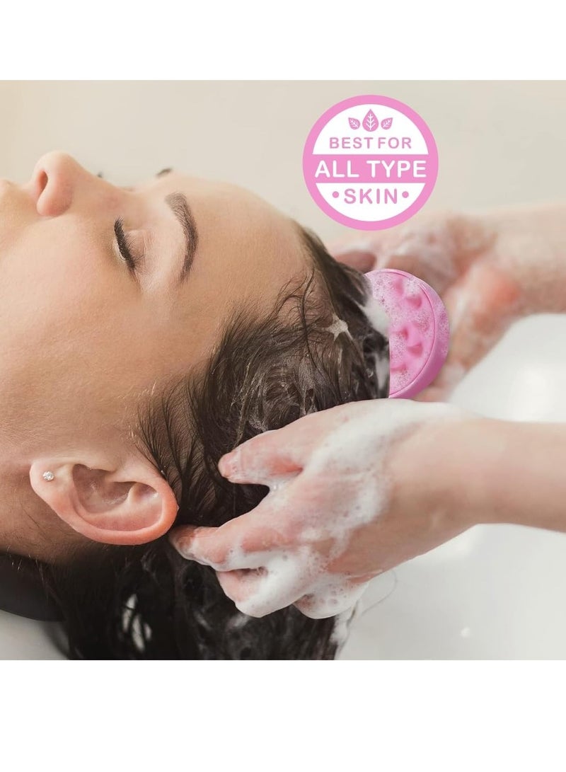 HASANAT ESSENTIALS Hair Scalp Massager & Shampoo Brush Combo Silicone Hair Massager & Scalp Brush - Pink Pink Hair Scalp Massage Brush & Shampoo Massager - Image 3