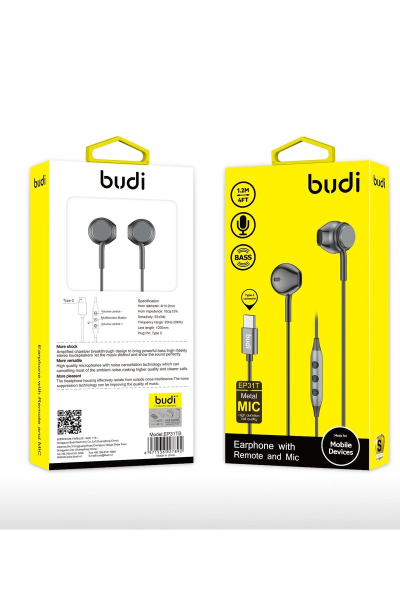 بودي سماعة أذن بمنفذ Type-C مع ميكروفون أبيض من بودي - Image 2