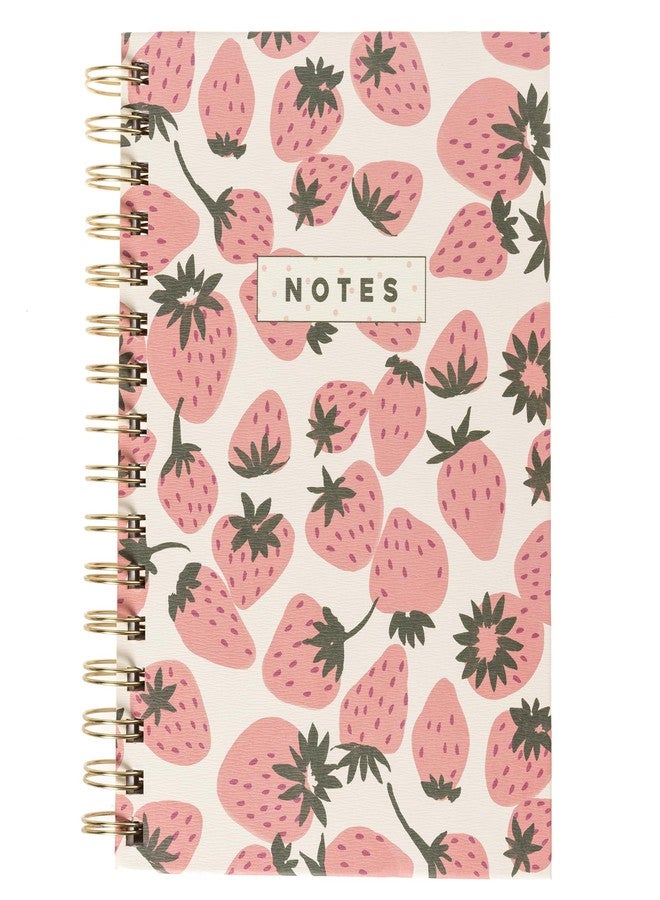 Graphique Hardbound Spiral Journal, 160 Ruled Pages Hard Cover Notebook, Diary, Lists, Record Month and Date, Premium Paper, Pink Strawberries, 6” x 8” - Image 1
