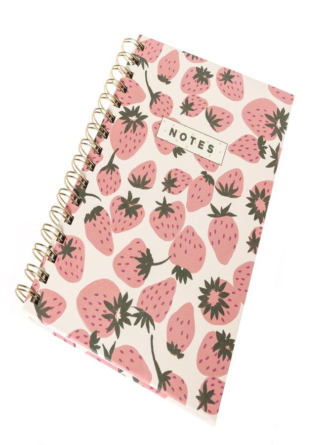 Graphique Hardbound Spiral Journal, 160 Ruled Pages Hard Cover Notebook, Diary, Lists, Record Month and Date, Premium Paper, Pink Strawberries, 6” x 8” - Image 4