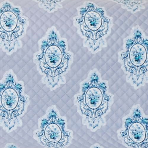 KINGLY Velvet 4 Seater Quilted Digital Printed Sofa Cover Pink Passion, Columbia Blue - Image 5