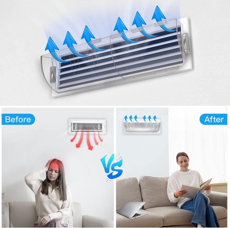 Antimbee 4 Pack Adjustable Magnetic Air Vent Deflector - 8" to 15" Length Fits Vents, Sidewall, Ceiling, Floor Registers - Curved Air Conditioner Vent Cover-Super Strong Neodymium Magnets - Image 3