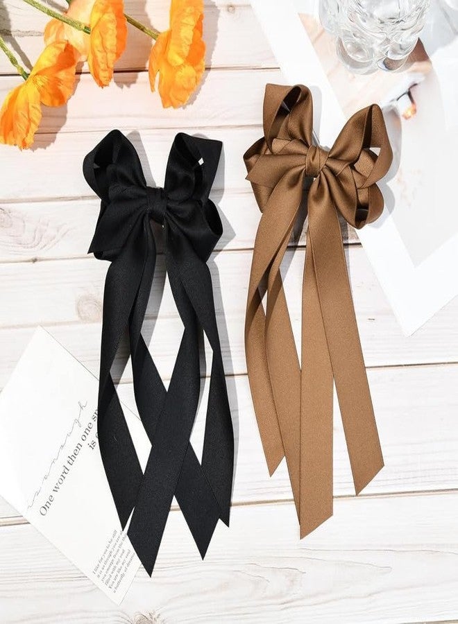 CHIROGRAPHY 2PCS Luxury Hair Accessories: Metal Clips, Ribbon Slides for Girls, Toddlers, Teens, Kids in Black & Brown - Image 3