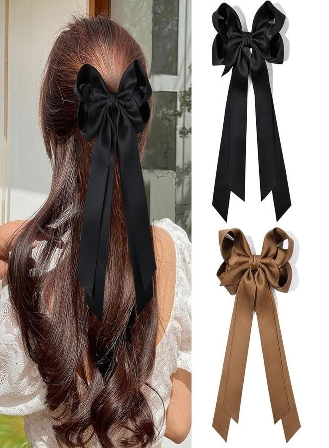 CHIROGRAPHY 2PCS Luxury Hair Accessories: Metal Clips, Ribbon Slides for Girls, Toddlers, Teens, Kids in Black & Brown - Image 2