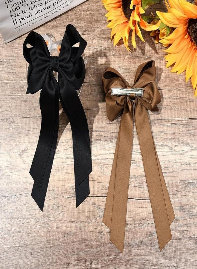 CHIROGRAPHY 2PCS Luxury Hair Accessories: Metal Clips, Ribbon Slides for Girls, Toddlers, Teens, Kids in Black & Brown - Image 4