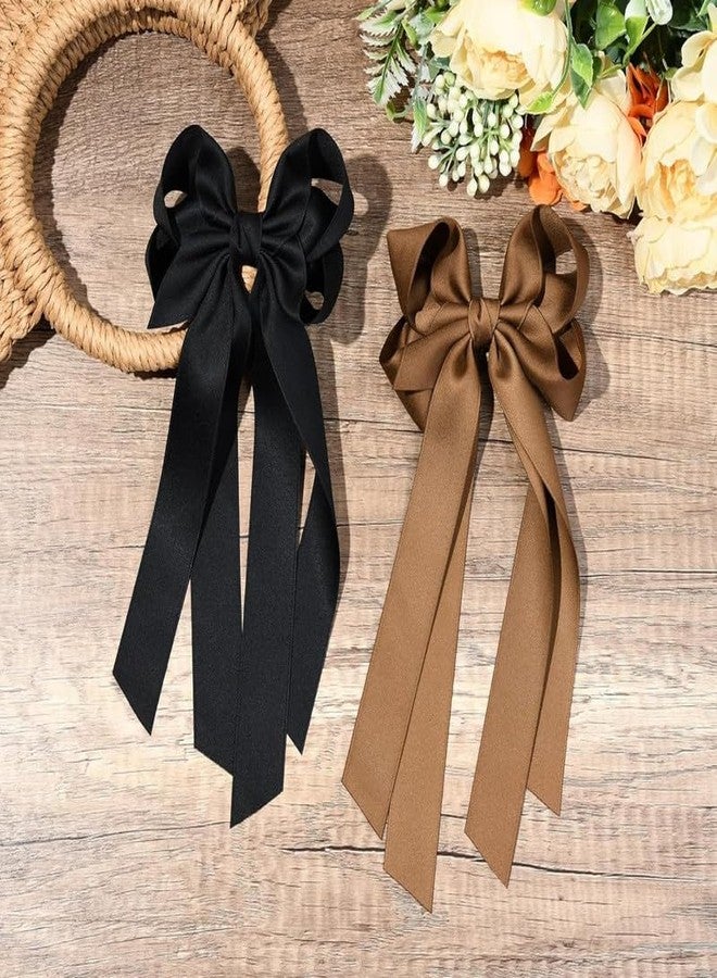 CHIROGRAPHY 2PCS Luxury Hair Accessories: Metal Clips, Ribbon Slides for Girls, Toddlers, Teens, Kids in Black & Brown - Image 5