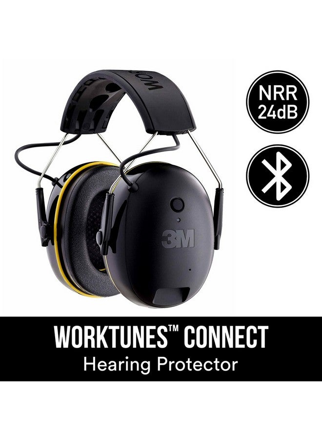 3M 3M WorkTunes Connect Hearing Protector with Bluetooth Wireless Technology, 24 dB NRR, Hearing Protection Safety Earmuffs,Black - Image 2