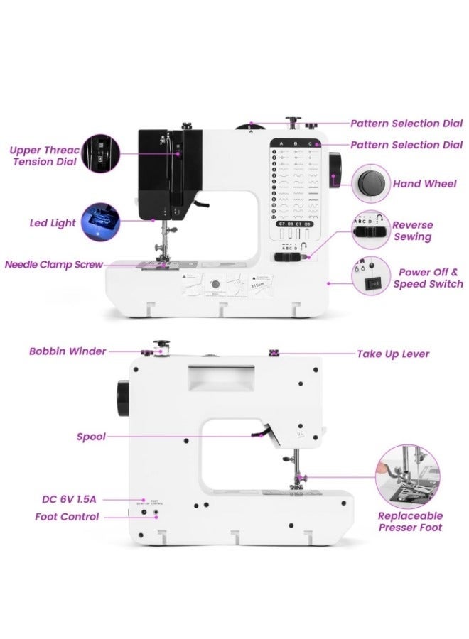 WALALLA Portable Electric Sewing Machine | 38-Stitch Bidirectional Household Sewing Machine with Overlock & Buttonhole function | Multifunctional for Clothing, DIY Projects | Compact and Lightweight - Image 2