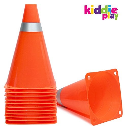 Kiddie Play أقماع المرور للأطفال 7 بوصة لتدريبات كرة القدم والتدريب على الرشاقة - أقماع برتقالية للأطفال (مجموعة من 12) - Image 2