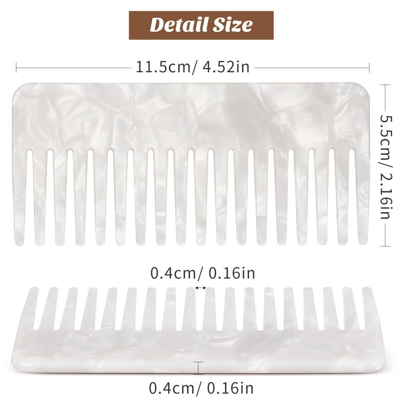 Beaupretty Hair Detangling Comb 3 Pieces Tortoiseshell Hair Comb Simple Vintage Barber Shop s Anti Static Plastic Large Hairdressing Tools For Salon Styling Home, White - Image 2