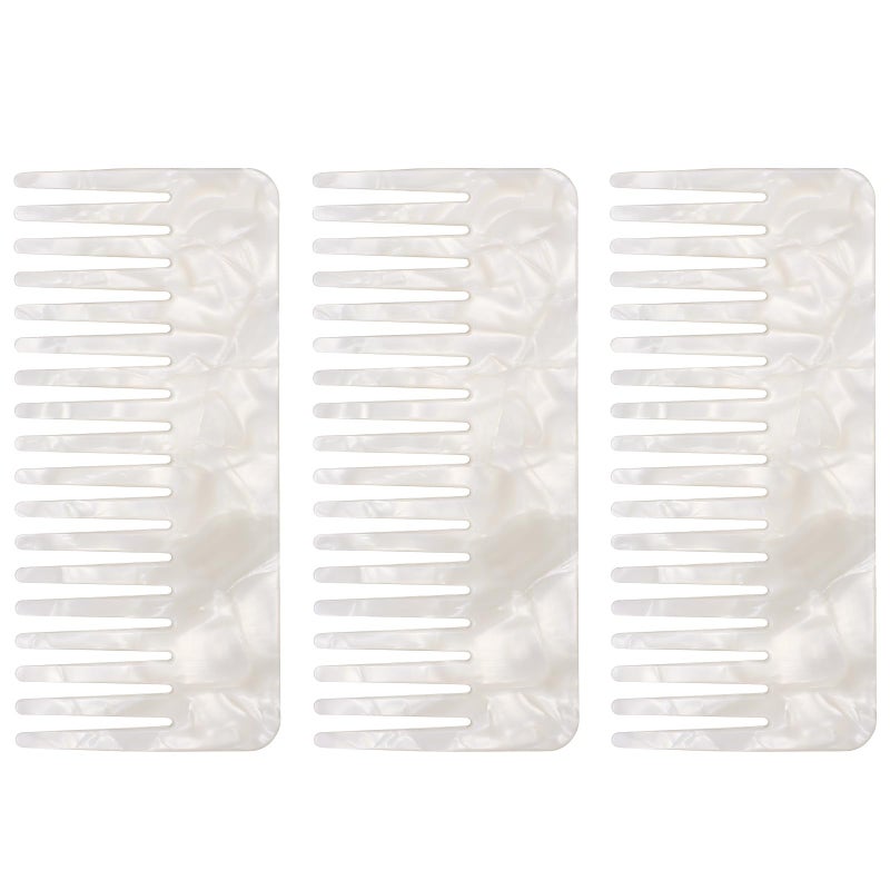 Beaupretty Hair Detangling Comb 3 Pieces Tortoiseshell Hair Comb Simple Vintage Barber Shop s Anti Static Plastic Large Hairdressing Tools For Salon Styling Home, White - Image 1