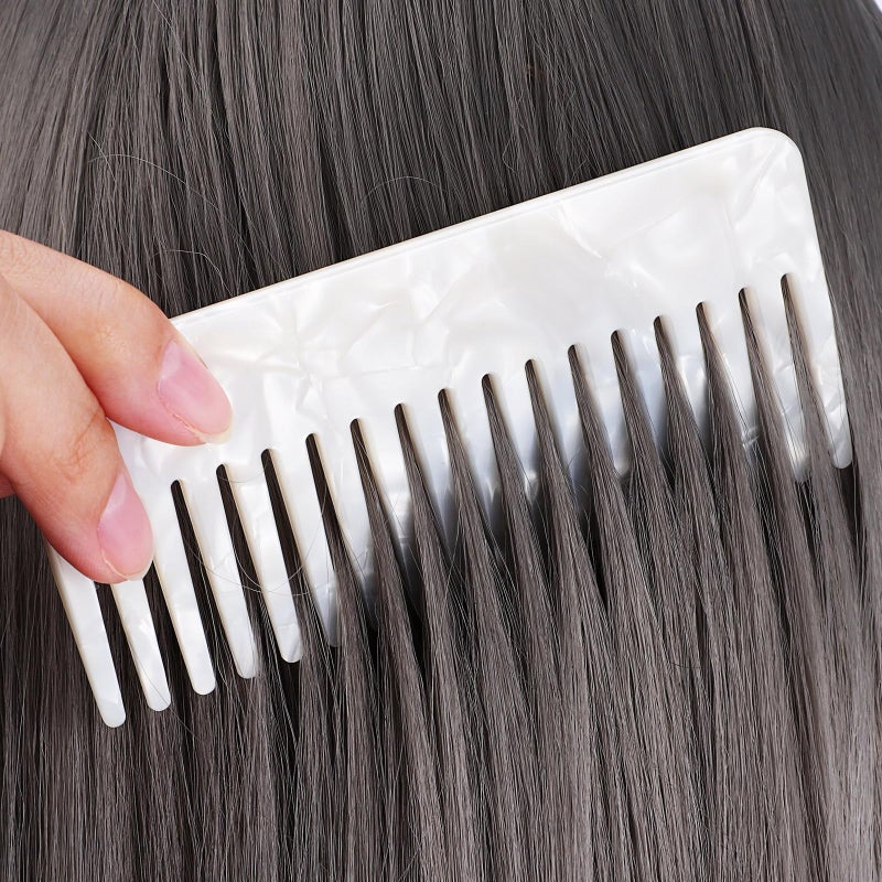 Beaupretty Hair Detangling Comb 3 Pieces Tortoiseshell Hair Comb Simple Vintage Barber Shop s Anti Static Plastic Large Hairdressing Tools For Salon Styling Home, White - Image 4