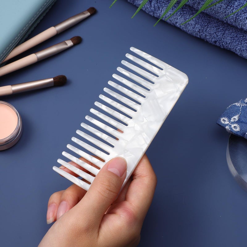 Beaupretty Hair Detangling Comb 3 Pieces Tortoiseshell Hair Comb Simple Vintage Barber Shop s Anti Static Plastic Large Hairdressing Tools For Salon Styling Home, White - Image 3