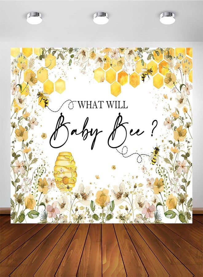 Avezano Bee Gender Reveal Backdrop What Will Baby Bee Photography Background Bumble Honeycomb Bee Gender Reveal Party Decorations Banner Bee Floral Theme Baby Shower Photo Backdrops (7x5ft) - Image 1
