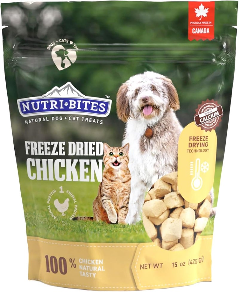 Nutri Bites Natural Chicken Meal Topper for Dogs and Cats - Enhances Coat, Immunity, and Joint Health - 1 Pack - Premium Pet Food Supplement with Omega-3 - Wholesome and Delicious Nutrition for Happy Pets - Image 1