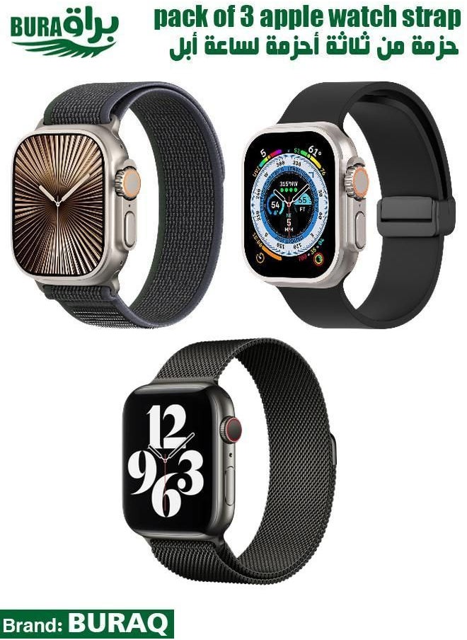 BURAQ - Apple Watch Band Strap For Apple Watch Ultra 2/Ultra 49mm, Series 10 46mm, 9/8/7 45mm, SE2/SE/6/5/4 44mm, 3/2/1 42mm - Image 1