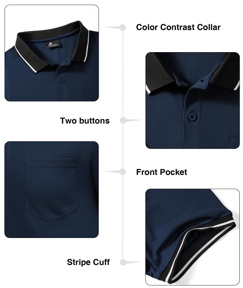 ZITY 3 Pack Men Polo Shirts Short Sleeve with Pocket Sport Wicking Shirts for Men Casual Athletic Collared T-Shirts - Image 4