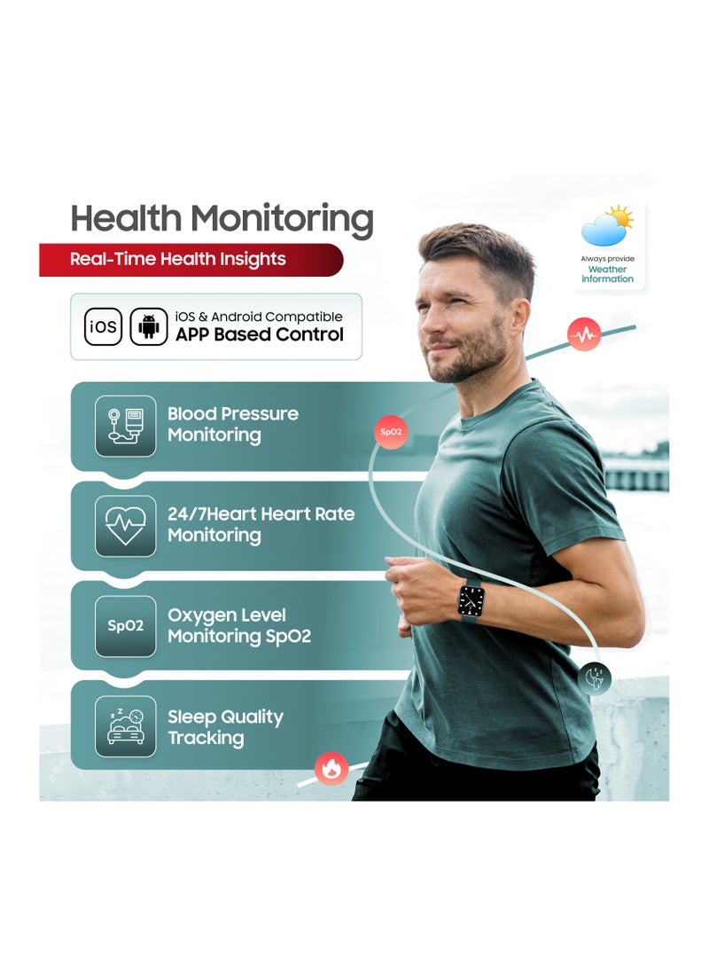 SWISS MILITARY - Swiss Military ALPS4 Smartwatch 1.75" AMOLED, Bluetooth Calling, Multi Language, Fitness Tracking, Wireless Charging, 7 Days Battery, IP67, iOS/Android Compatible, Silver Frame & Green Silicon Strap - Image 1