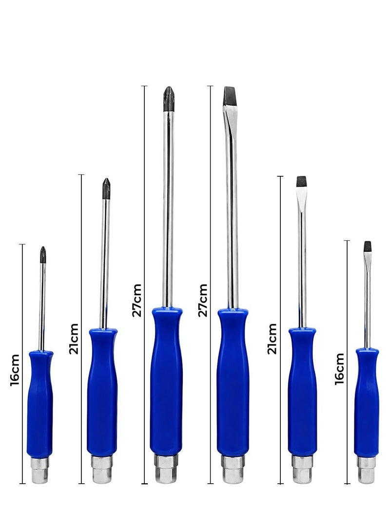 طقم مفكات مغناطيسية TIGER KING TG-888 مكون من 6 قطع - مجموعة أدوات يدوية شديدة التحمل مصنوعة من فولاذ الكروم فاناديوم، تتضمن مفكات برأس صليبي ومسطح؛ مثالية للإصلاحات المنزلية، والأعمال الكهربائية، وصيانة السيارات، وإصلاح أجهزة الكمبيوتر، ومشاريع الأعمال اليدوية. - Image 3