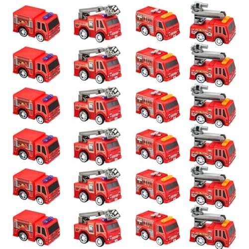 Conagel 24 Pcs Mini Pullback Fire Truck Toy Bulk Small Fire Trucks Toy Plastic Fire Engine Toy Trucks for Firefighter Birthday Party Supplies 4 Styles - Image 1