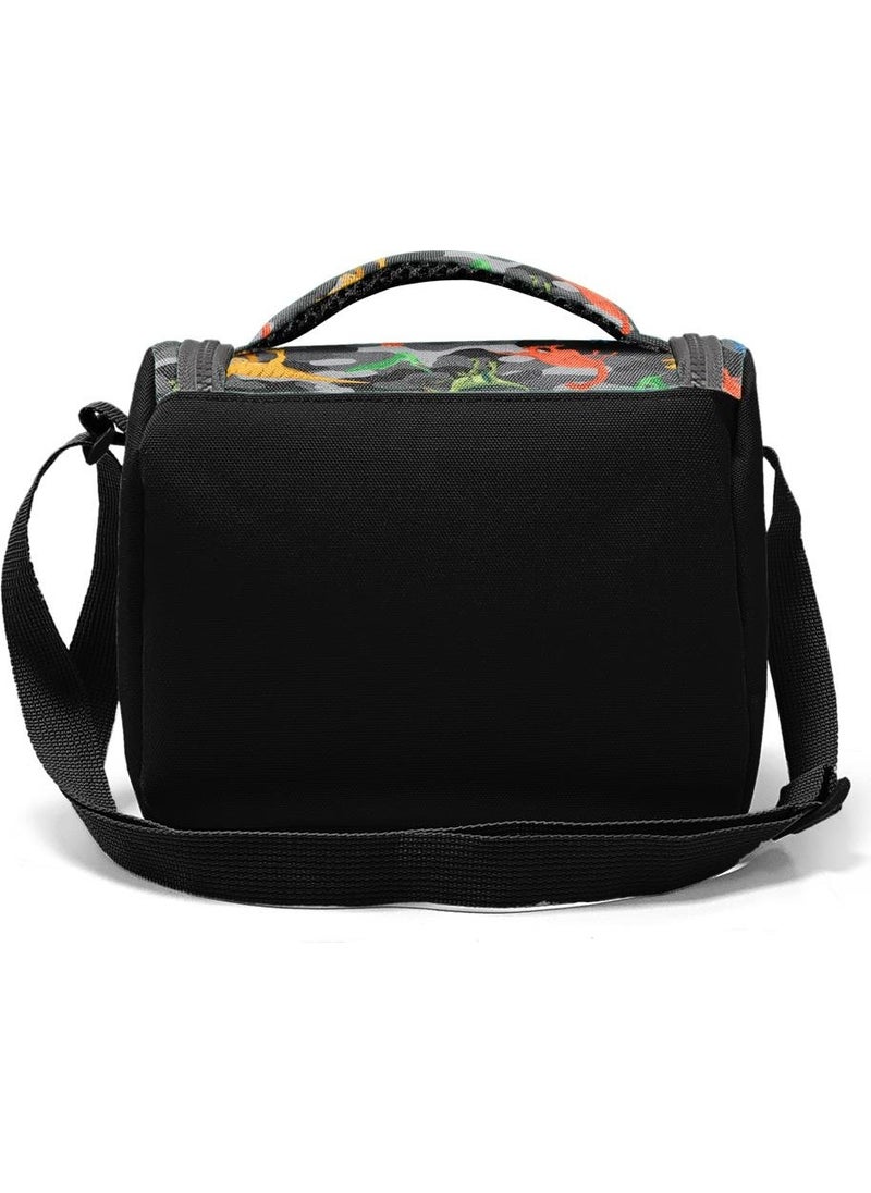 CORAL HIGH Kids Dark Gray Black Camouflage Dinosaur Patterned Thermo Lunchbox 11812  - Image 3