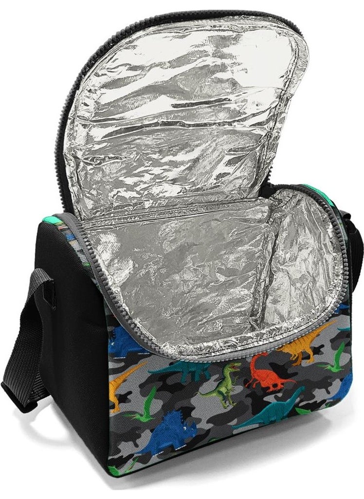 CORAL HIGH Kids Dark Gray Black Camouflage Dinosaur Patterned Thermo Lunchbox 11812  - Image 4