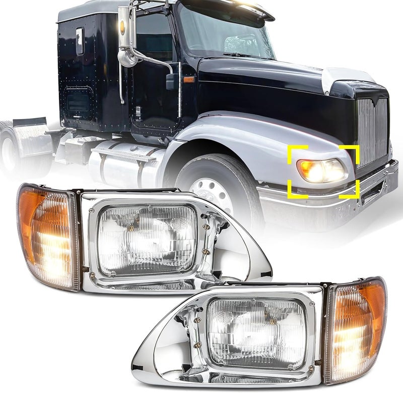 High Soar Headlights Assembly for International 9200 9400 5900 - Driver & Passenger Side (A Pair) - Image 1