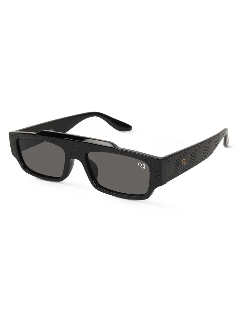 Woggles Designer Black Rectangle Sunglasses| Men &amp; Women| 100% Uv Protection