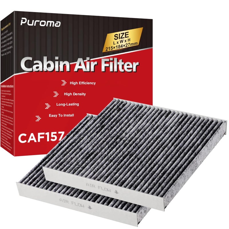 Puroma 2 Pack Cabin Air Filter with Activated Carbon Replacement for CP157 CF12157 Select Lexus Mazda Subaru and Toyota Avalon Camry Corolla Highlander Prius RAV4 Sienna Venza - Image 1