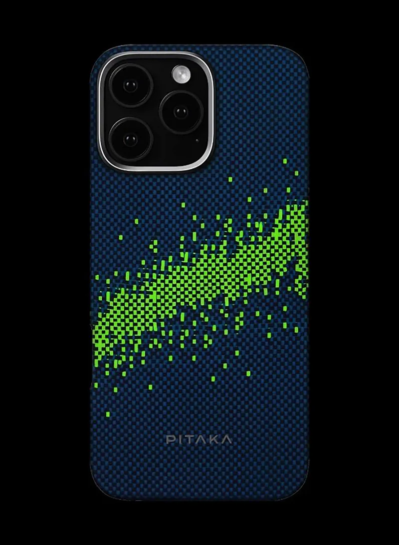 PITAKA iPhone 16 Pro MagSafe Case StarPeak Luminous Cover / Ultra Slim / Woven Touch / Raised Camera Lip / Drop and Damage Protecting Back Cover - Milky Way Galaxy