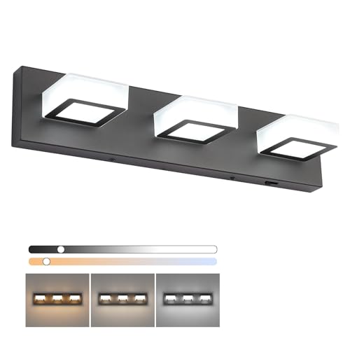 Ralbay 5 Color Temperature Modern LED Black Bathroom Vanity Lights Dimmable Acrylic Modern Black Bathroom Wall Lighting Fixtures - Image 1