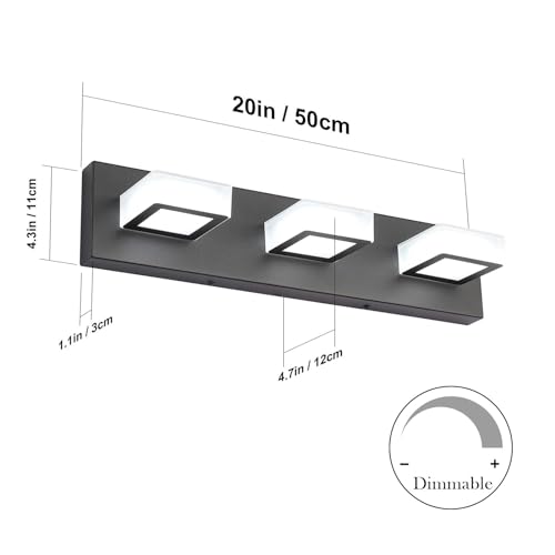 Ralbay 5 Color Temperature Modern LED Black Bathroom Vanity Lights Dimmable Acrylic Modern Black Bathroom Wall Lighting Fixtures - Image 5