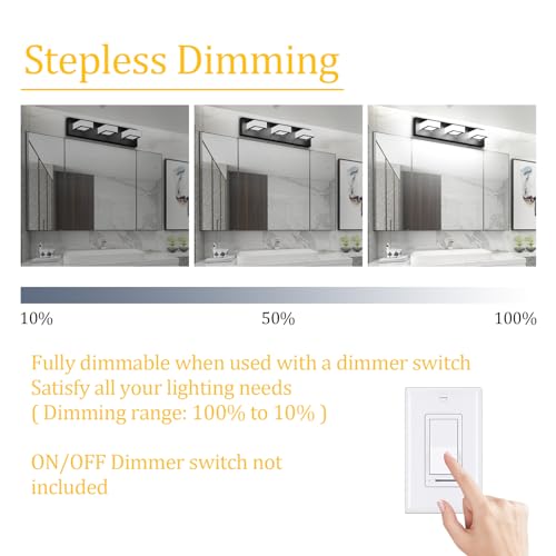 Ralbay 5 Color Temperature Modern LED Black Bathroom Vanity Lights Dimmable Acrylic Modern Black Bathroom Wall Lighting Fixtures - Image 3