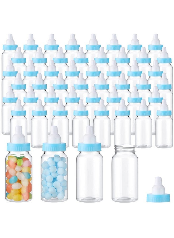 Unittype 48 Pcs 4.5 Inch Baby Bottle Shower Favor Mini Plastic Candy Bottle Baby Shower Bottles Fillable Feeding Bottle Candy Box For Party Boy Girl Birthday Newborn Baby Baptism With Removable Blue Tops - Image 1