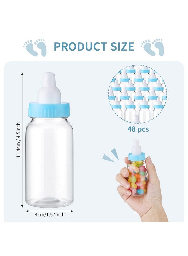 Unittype 48 Pcs 4.5 Inch Baby Bottle Shower Favor Mini Plastic Candy Bottle Baby Shower Bottles Fillable Feeding Bottle Candy Box For Party Boy Girl Birthday Newborn Baby Baptism With Removable Blue Tops - Image 2